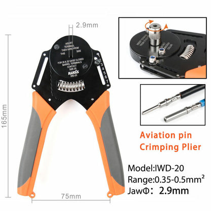 IWD-20 Solid Barrel Pins Plug Spring Terminal Cable Crimper Aviation Crimping