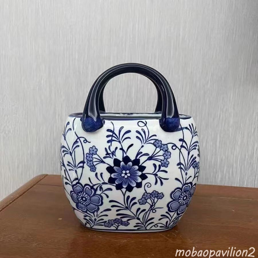 Jingdezhen Exquisite Blue and White Porcelain Bag Vase Decorative Vase