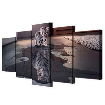 5Pcs Wall Art Canvas Painting Picture Home Decor Modern Abstract Cat White Tiger