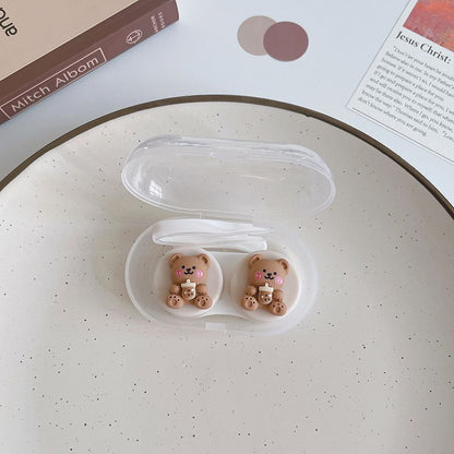 Women Contact Lens Case Plastic Lovely Cat Paw Container Storage Box 6.4x4x2.5cm