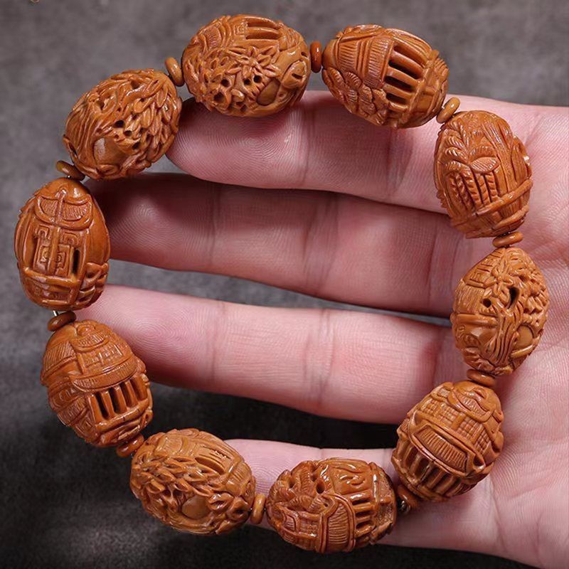 Hollow Carved Suzhou Garden Olive Nut Bracelet Unisex Landscape Handheld DIY