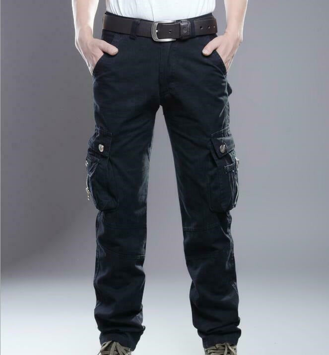 Men's Work Cargo Overalls Pants Casual Loose Fit Army Training Long Trousers New