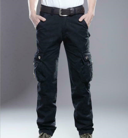 Men's Work Cargo Overalls Pants Casual Loose Fit Army Training Long Trousers New