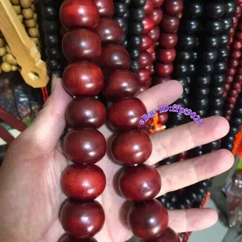 30mm*54 Shaolin Buddha Monk Blessing Prayer Mala Beads Red Necklace Kung Fu Suit
