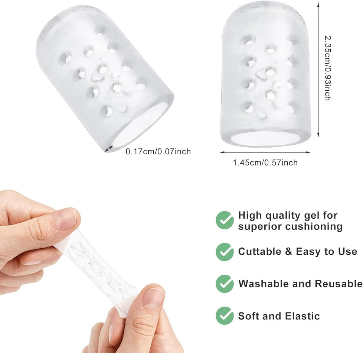 100 Pcs Clear Silicone Toe Protectors, Breathable and Anti-Friction Toe Covers