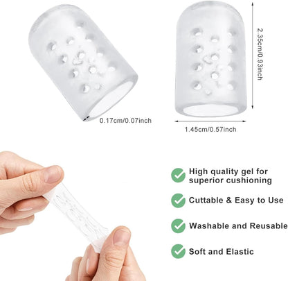 100 Pcs Clear Silicone Toe Protectors, Breathable and Anti-Friction Toe Covers