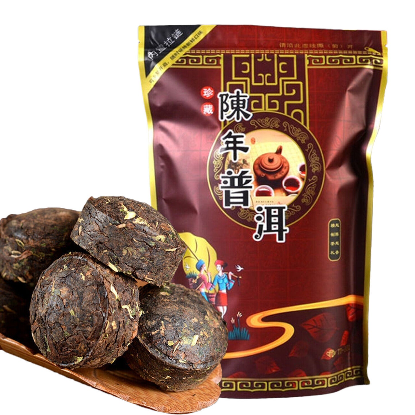 Mini Tea Cake Healthy Drink Pu-Erh Ripe Tuocha Golden Bag 200g Pu'er Black Tea