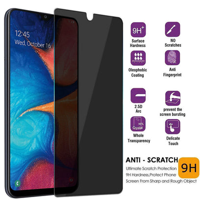 For Samsung Galaxy A20 Privacy Glossy Tempered Glass Anti-Spy Screen Protector