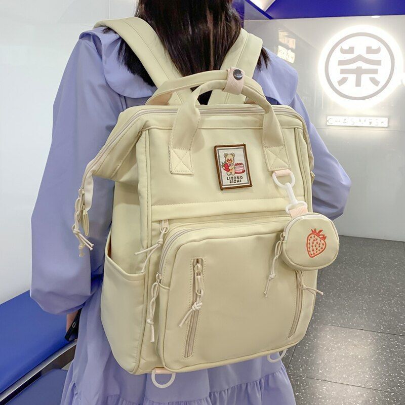 Multifunction Backpack Double Zipper School Bags Shoulder Laptop Bag 28*18*39 CM