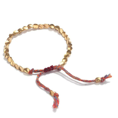 Women Fashion Bracelet Tibetan Buddhist Braided Cotton Rope Copper Beads Bangles