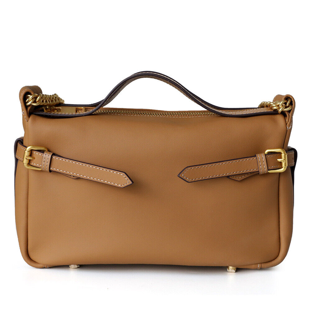 Small Mini Real Leather Shoulder Bag Tote Pouch w/ Chain Straps Fashion Handbag