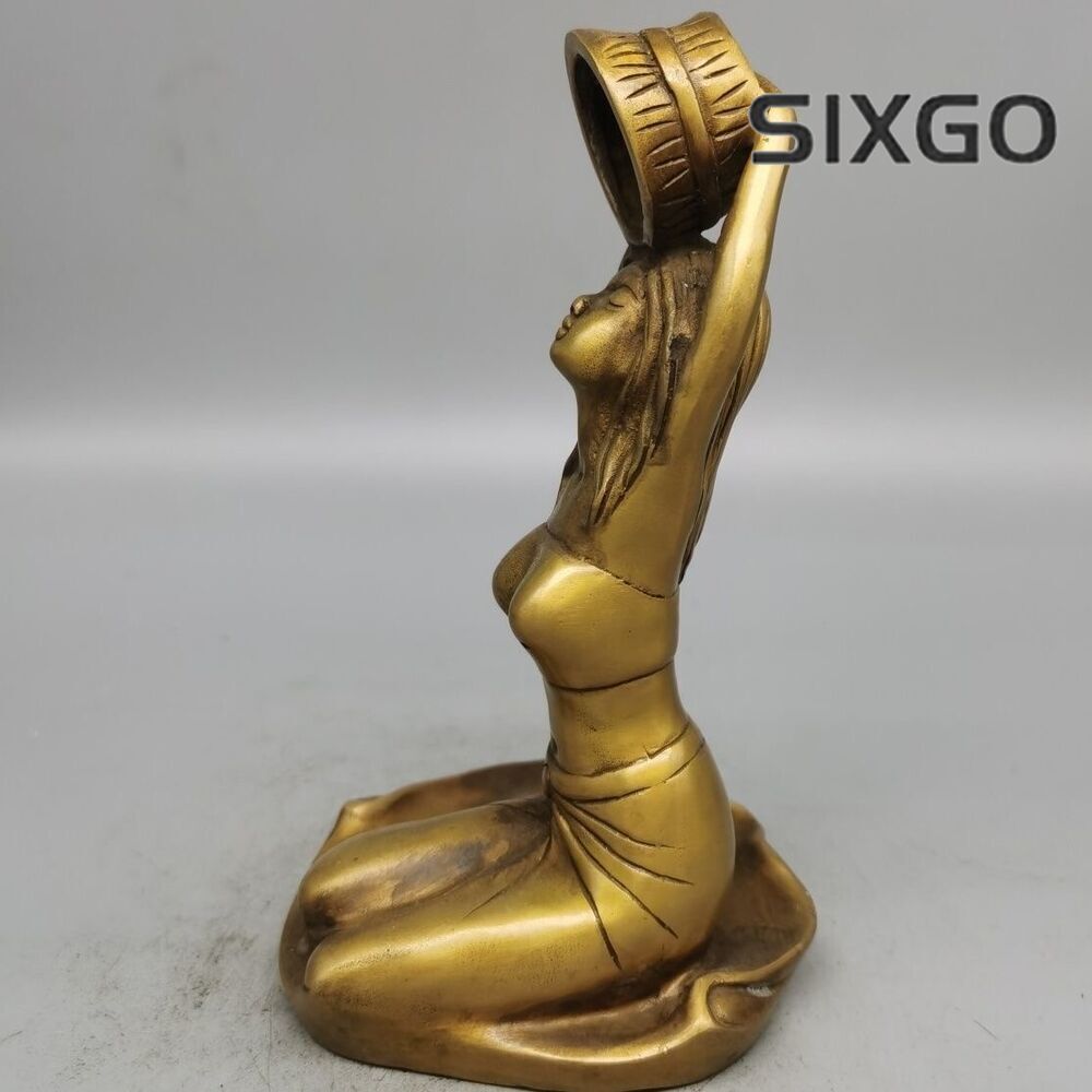 Brass Bathing Girl Statue Art Beauty Model Collection Home Table Decor
