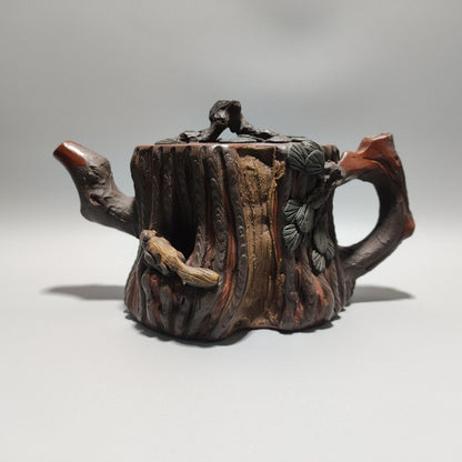 Vintage Chinese Yixing Purple Clay Teapot Zisha Ceremony Carving Collectible Art
