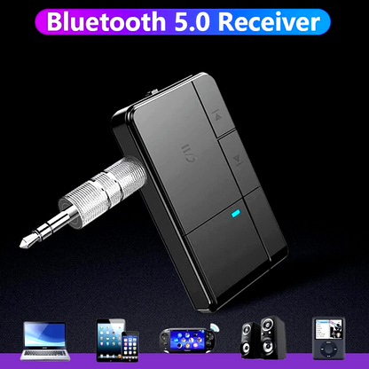 Bluetooth 5.0 Transmisor Receptor 2 en1 Adaptador de audio 3.5mm Aux Car 10Horas