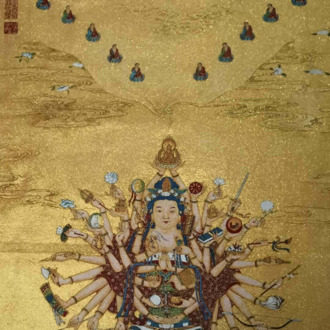 36" Tibet Tibetan Cloth Silk 1000 Arms Avalokiteshvara Kwan-yin Tangka Thangka26