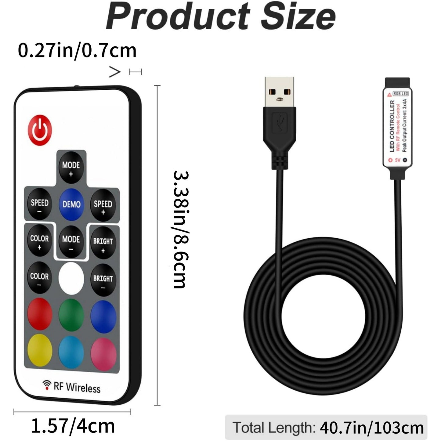 DC 5V USB Led Light Strip RGB Controller 17 Key RF Wireless Remote Control