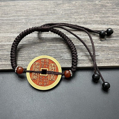 True Martial Emperor Shan Gui Flower Coin Bracelet Brass Red String Anklet