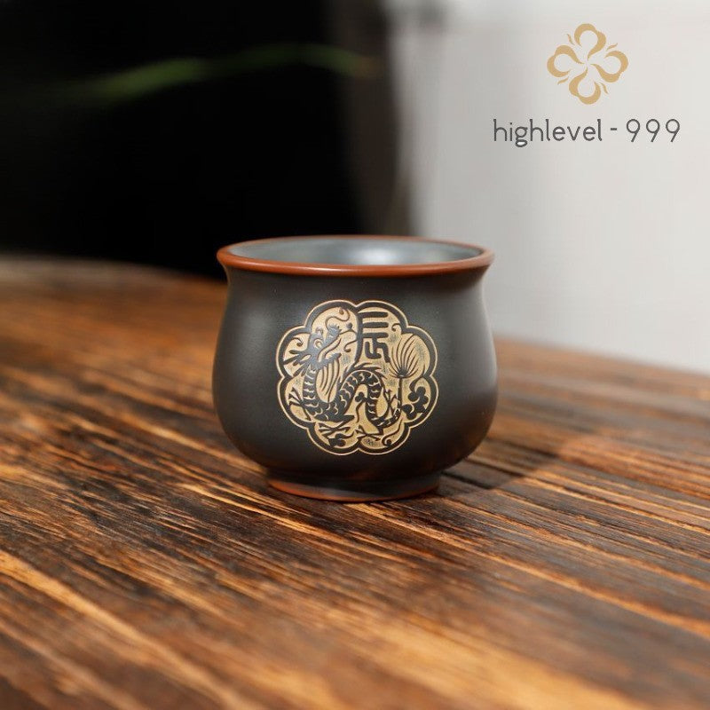 70ml Chinese Purple Pottery Handcarved Twelve Zodiac Master Cup Kungfu Teaware