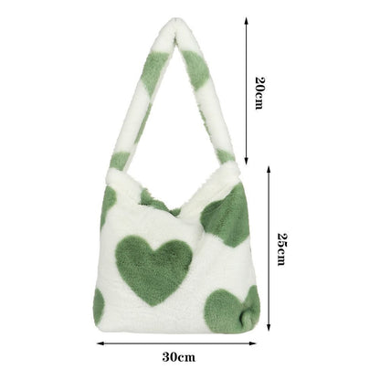 1pc Women Girls Fluffy Shoulder Bag Top-handle Bag Female Autumn Winter Handbag