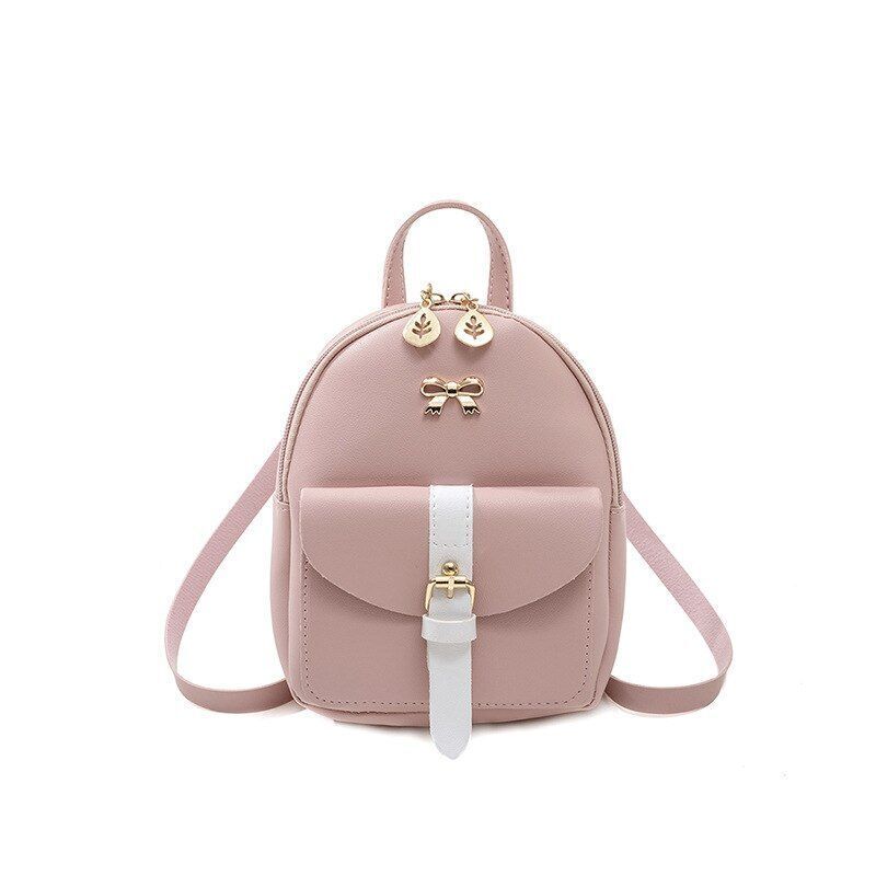 Mini Backpack Synthetic Leather Small School Bag Bow-knot Hollow Purse 17*8*19CM