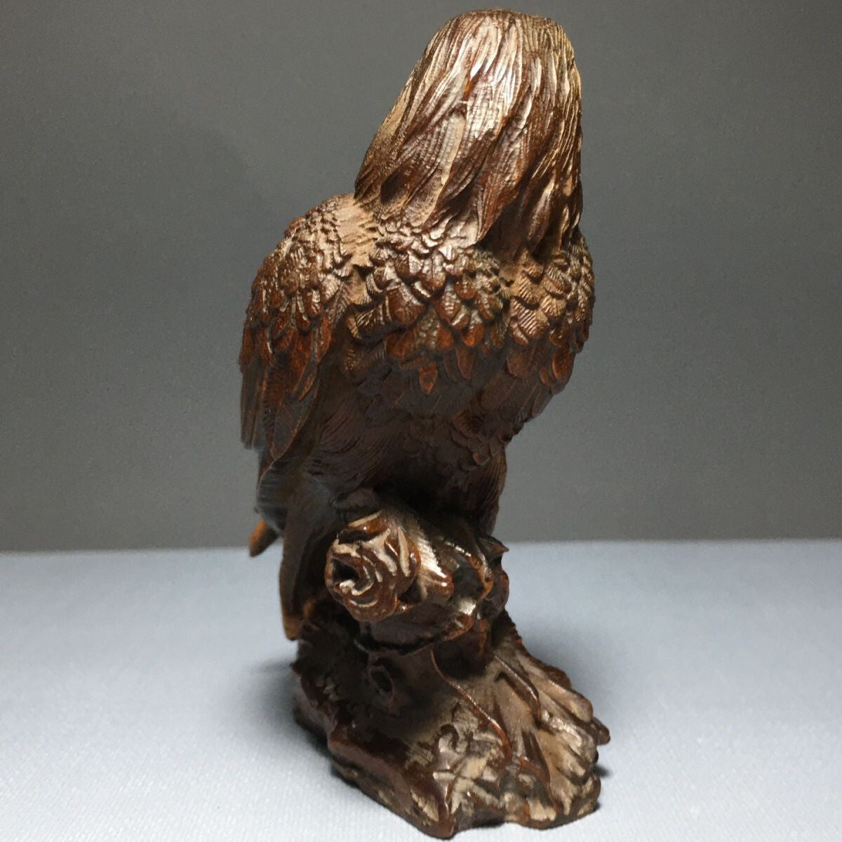 Decorative Sculpture Eagle Hawk Wooden Statue Modern Home Decor Wood Carving Art