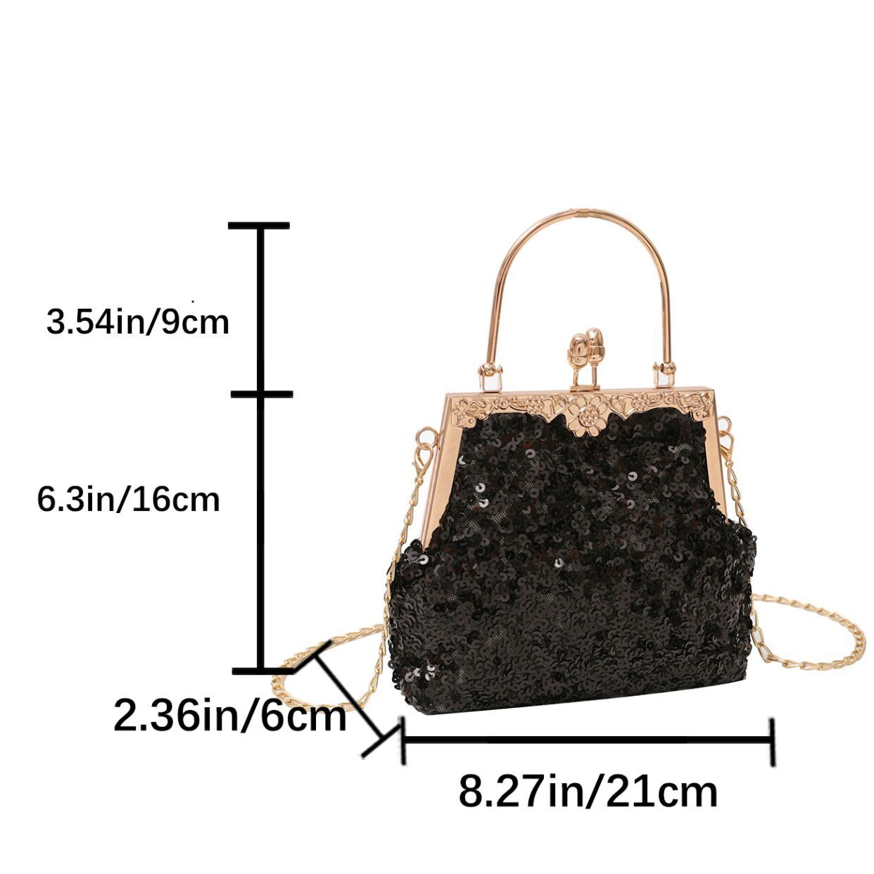 Clutch Bag Silver Sequin Chain Shoulder Crossbody Bags Handbag Purse 21*16*6 CM
