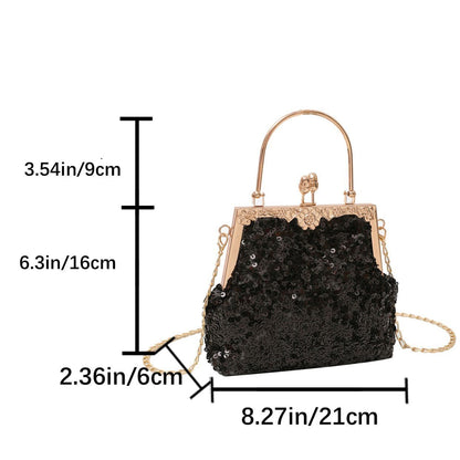 Clutch Bag Silver Sequin Chain Shoulder Crossbody Bags Handbag Purse 21*16*6 CM