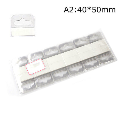 100pcs PVC Slot Hole Adhesive Hang Tags Hook Merchandise Box Bag Hangers Displa'