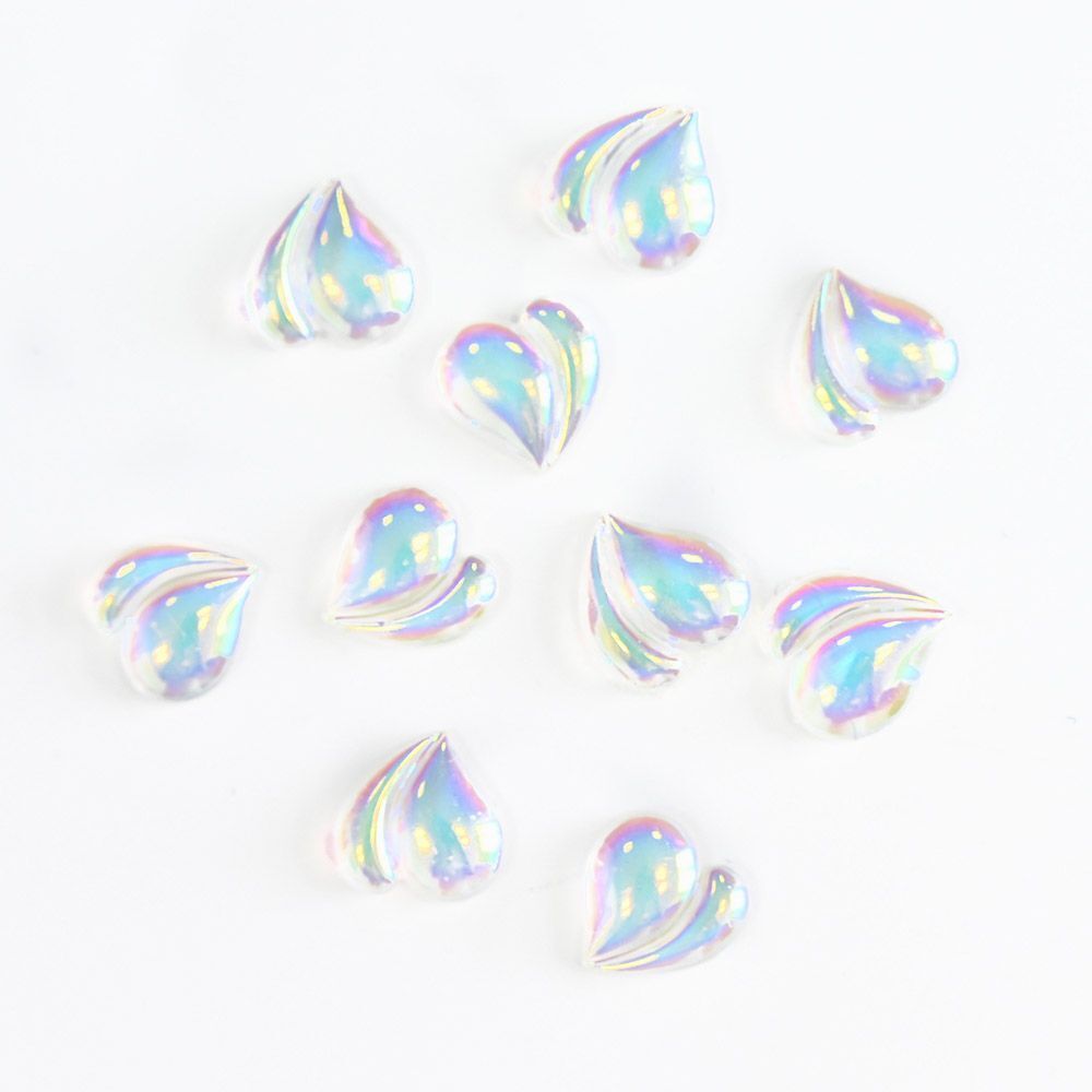Nail Art Decals 20-100Pcs 3D Heart Charms Clear Acrylic DIY Manicure Accessories