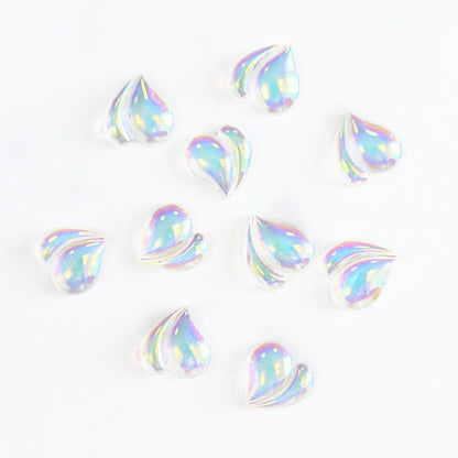 Nail Art Decals 20-100Pcs 3D Heart Charms Clear Acrylic DIY Manicure Accessories