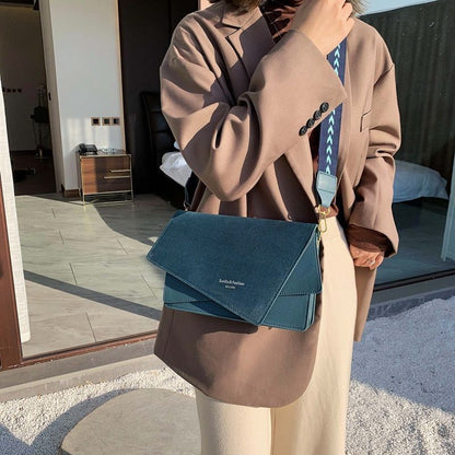 Synthetic Leather Mini Handbag Retro Wide Shoulder Strap Purse Crossbody Bag 1PC