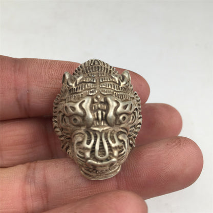 China old antique Tibetan silver handmade Luck Tiger 19mm ring