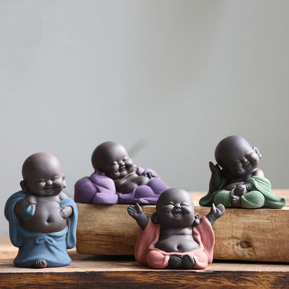 mini tea pet house decoration yixing zisha purple clay tea play on table Buddha