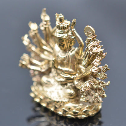 Thousand-hand Bodhisattva Brass Cundi Guanyin Bodhisattva Buddhism Statue Decor
