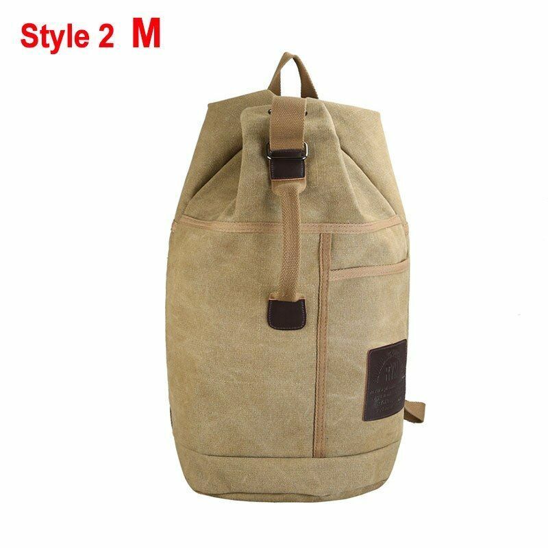 Tactical Bucket Canvas Backpack Letter Bag Outdoor Travel Climbing Round Pack L