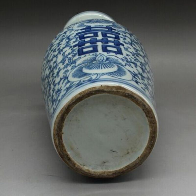 A Pair Old of Blue and White Porcelain Vase Double Happiness HomeDesign