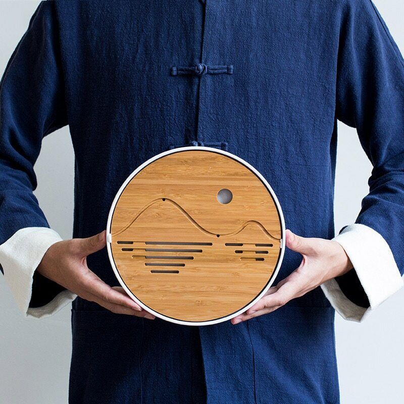 Kung Fu Natural Wood Bamboo Tray Traditional Chinese Bamboo Tea Room Board Table