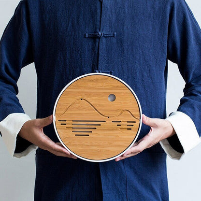 Kung Fu Natural Wood Bamboo Tray Traditional Chinese Bamboo Tea Room Board Table