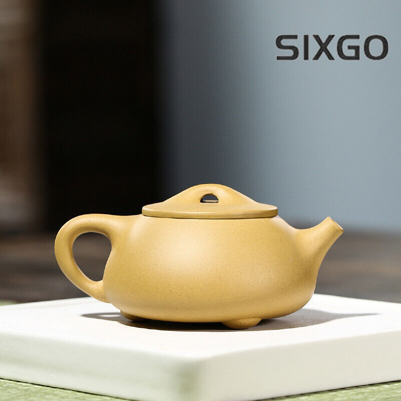 5.5" Collect China Yixing Zisha Pottery Gold Section Clay 280ML Mesh Teapot 景舟石瓢