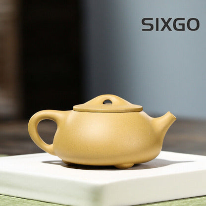 5.5" Collect China Yixing Zisha Pottery Gold Section Clay 280ML Mesh Teapot 景舟石瓢