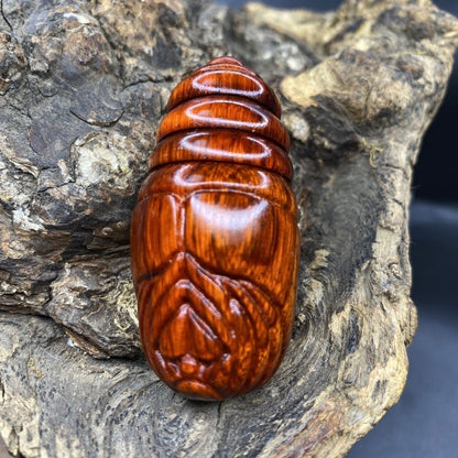 Red Sandalwood Silkworm Pupa Hand Carved Movable Head Worry Stone Fidget Toy