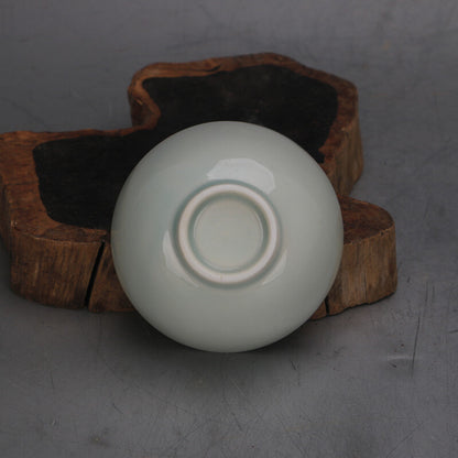 3.3" Collection Chinese Song Porcelain Green White Glaze Nest Shape Cup