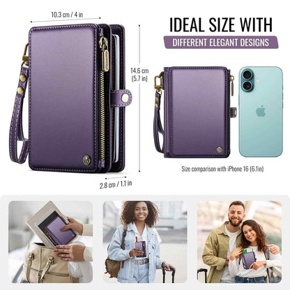 Passport Holder for Travel, Passport Case Wallet With Strap Wristlet and Zipper