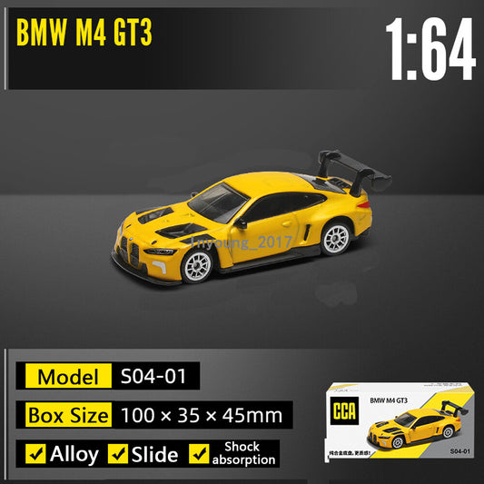 1/64 BMW M4 GT3 Model Car Diecast Toy Vehicle Toys for Boys Kids Gifts Yellow