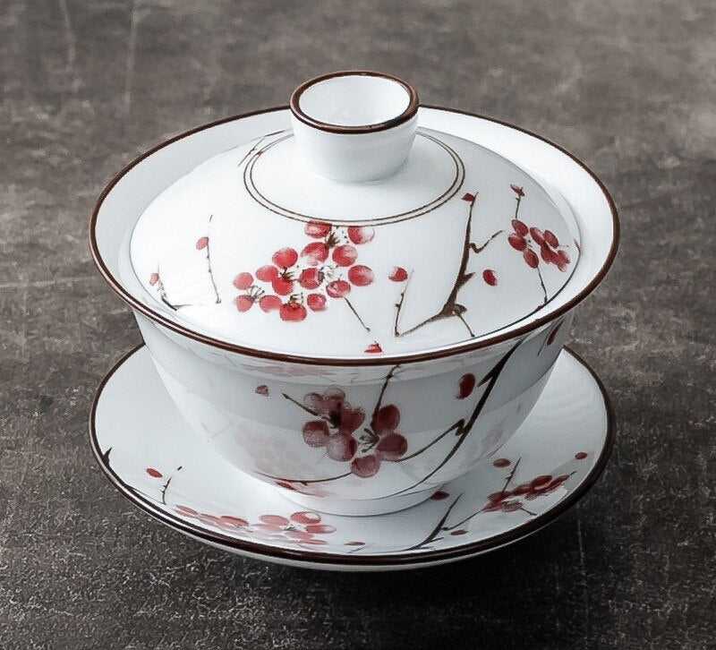 1pc 3.8" Chinese Blue and White Handmade Ceramic Teacup Travel Portable Gaiwan