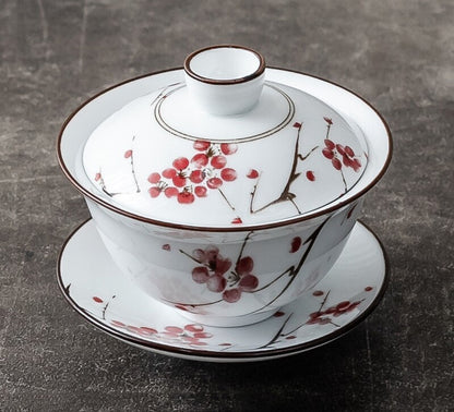 1pc 3.8" Chinese Blue and White Handmade Ceramic Teacup Travel Portable Gaiwan