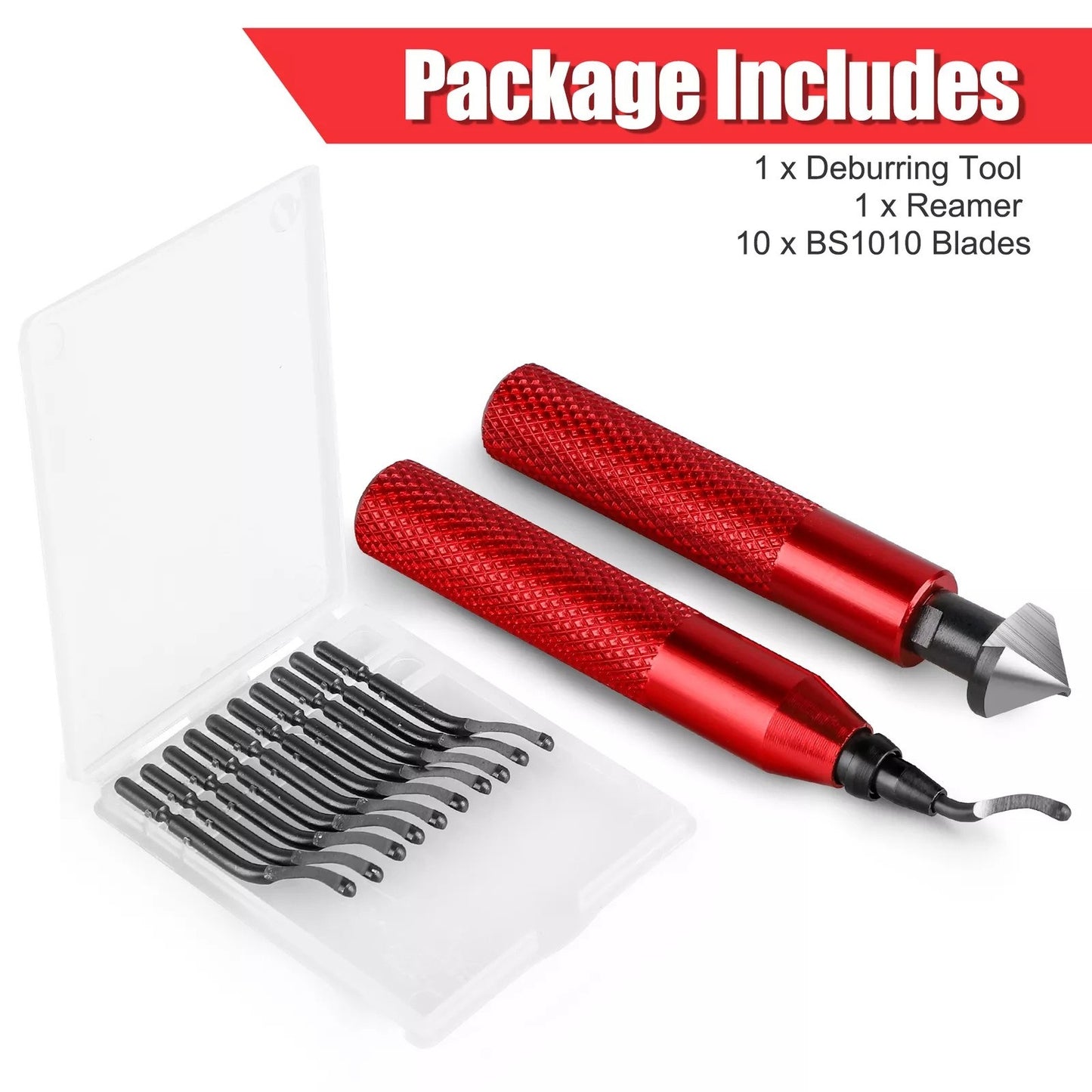 Deburring Tool Countersink Hand Reamer with 10 Extra Blades Kit for Metal Pipes