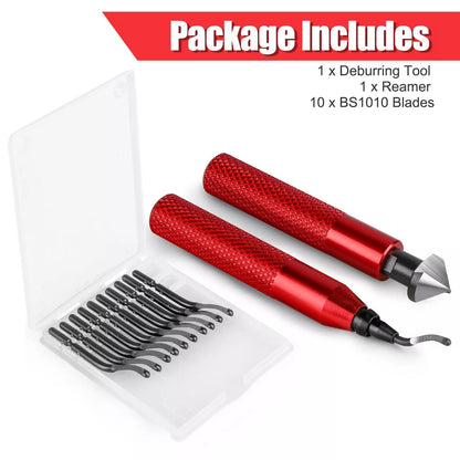 Deburring Tool Countersink Hand Reamer with 10 Extra Blades Kit for Metal Pipes