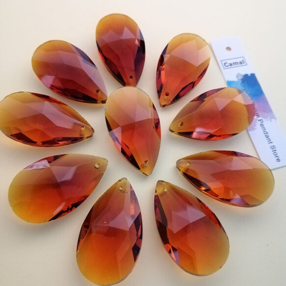 10pcs 38mm Amber Teardrop Chandelier Crystal Prisms Suncatchers Hanging Pendant