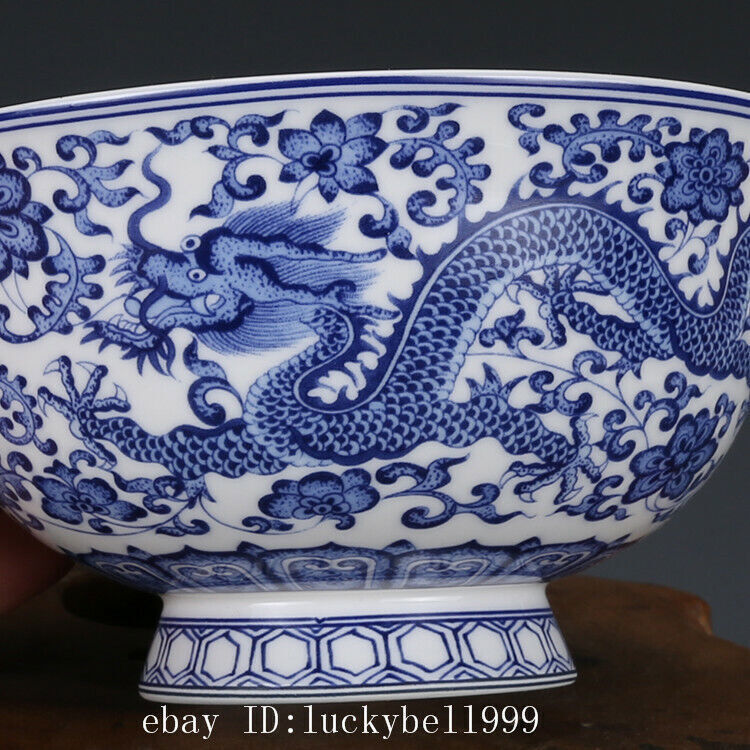 1pc Chinese Porcelain Blue White Dragon Bowl Tea Bowl